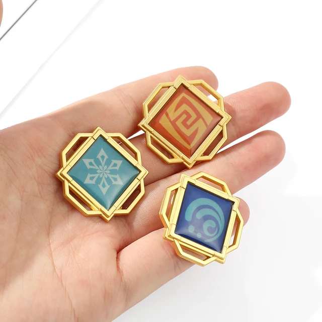 RJZMING Genshin Impact Pin Genshin Impact Geo Electro Pyro Dendro Hydro  Cryo Anemo Character Cosplay Costume Brooch