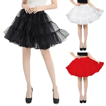 

Women Elastic Waist Skirt Charm Lady Girls Fluffy Mesh Pleated Skirts