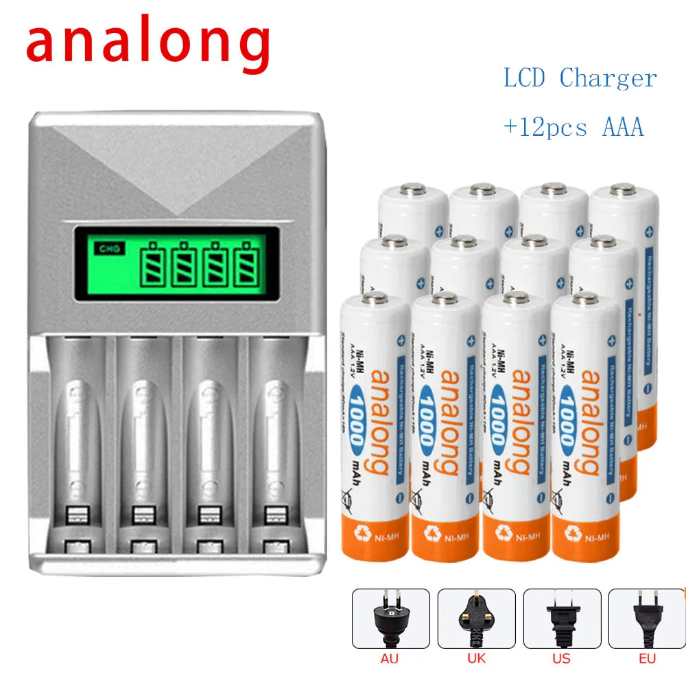 

12AAA 1.2V NI-MH 1000mah AAA 3a Rechargeable Battery aaa Batteria rechargeable ni-mh batteries battery rechargeable with charger