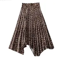 Женский леопардовый принт, миди юбки, молния, летучая мышь, Сплит, животный узор, нерегулярная Женская Повседневная летняя шикарная средняя удлиненная юбка