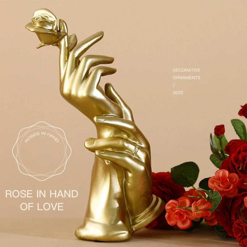 Vintage Hand in Rose Home Classy Artistic Decor Statue Wedding Aesthetic Gift 