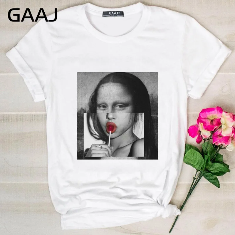 20 GAAJ "edgy lisa" футболка женская повседневная одежда женская футболка с принтом тонкая футболка плюс размер D9S3I - Цвет: 20