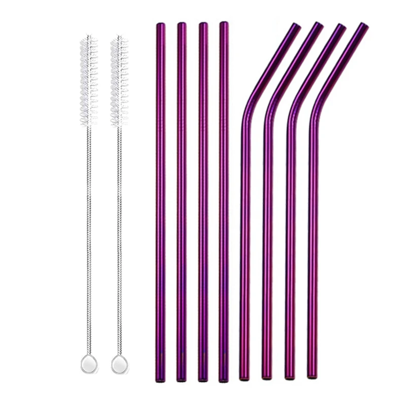Eco-Friendly Reusable Stainless Steel Drinking Straws Set with Cleaner Brushes