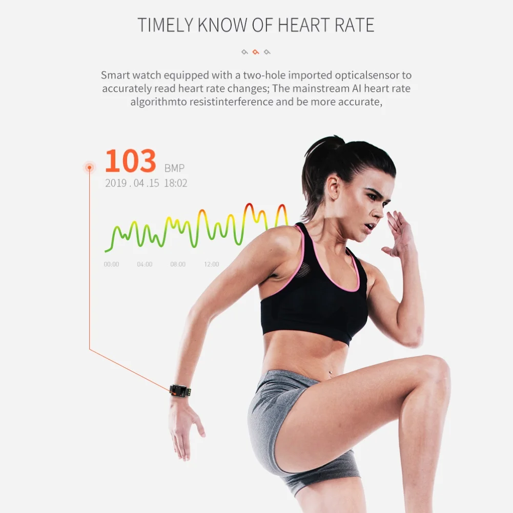 JSK V5 Waterproof ECG PPG Heart Rate Blood Pressure Activity Monitor Sport Call Message Remind Smart Bracelet