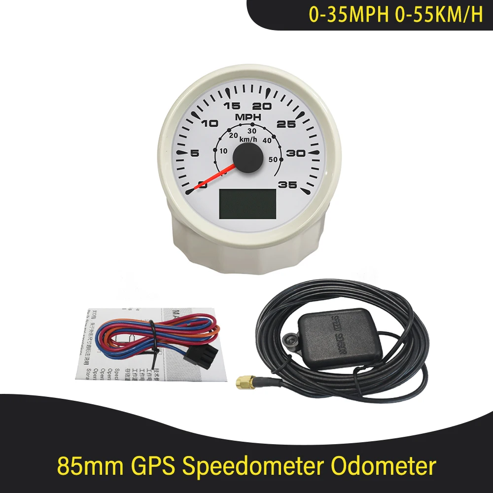 35MPH 80MPH 160MPH 200MPH GPS Tacho Gauge 85mm LCD Geschwindigkeit  Kilometerzähler IP67 Wasserdichte Reise Meter COG 9-32V für Auto Auto Boot  - AliExpress