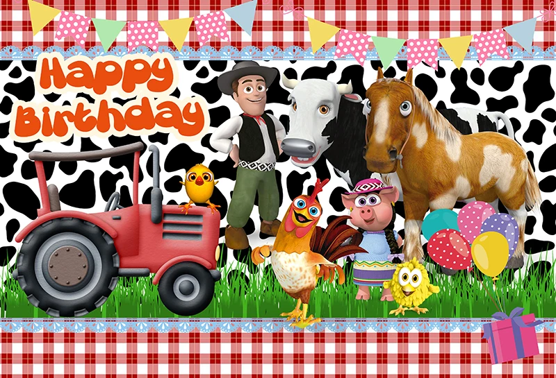Photo Background Green Grass Farm Photo Booth la granja de zenon Banner Kids 1st Birthday Backdrop Studio Vinyl photo backdrop