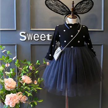 

New children's girls dress polka dot full sleeve birthday dress girls cute princess evening dress children's clothing fashion ba