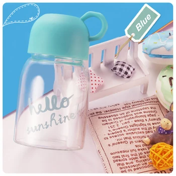 

Cute Portable Glass Water Bottle Creative Lid Bottle Sport Glass Drinking Jars Glass Kettle Taza Cristal Water Bottle W