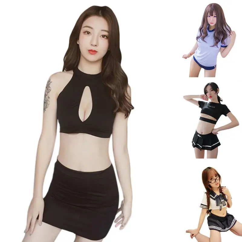 

Womens Erotic Two Piece Lingerie Set Japanese School Girl Students Sailor Uniform Fancy Dress Outfit Cosplay Costume Underwear