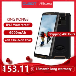 Cubot King Kong 3 IP68 Водонепроницаемый Защитный Телефон NFC 6000 мА/ч, большая Батарея Android 8,1 4 Гб + 64 Гб Тип-C FastCharge OctaCore KingKong 3