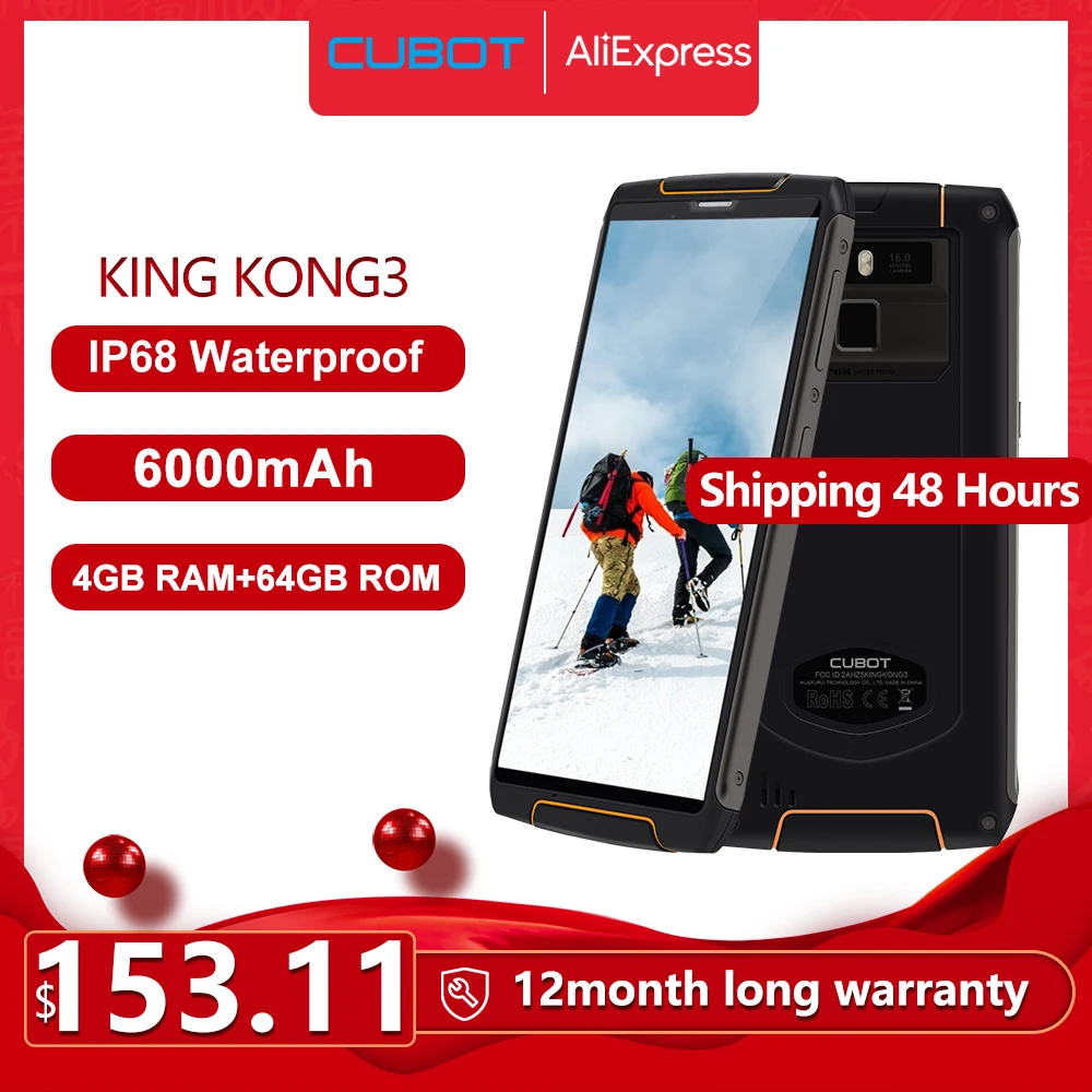 Cubot King Kong 3 IP68 Водонепроницаемый Защитный Телефон NFC 6000 мА/ч большая Батарея Android 8 1