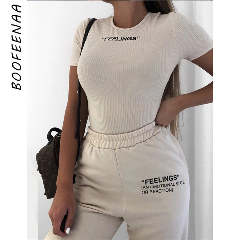 BOOFEENAA Feelings Letter Print Fashion Sweatpants Women Streetwear Joggers High Waist Loose Pants Casual Trousers 2020 C71-AH33 BOOFEENAA Feelings Letter Print Fashion Sweatpants Women Streetwear Joggers High Waist Loose Pants Casual Trousers 2020 C71-AH33