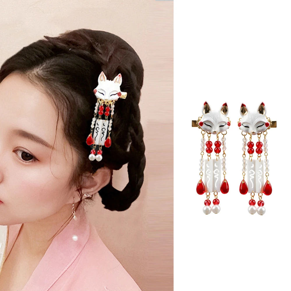 New Fox Rabbit Hairpin Tassels Hair Clip Cosplay Kimono Hanfu Handwork