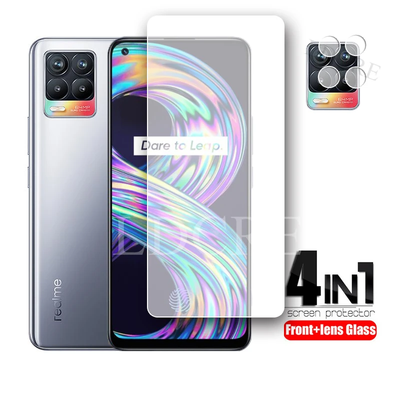 2Pcs For Realme 8 Glass Clear Tempered Glass for Realme 8 Pro Camera glass Screen Protector Film Glass For Realme8i Realme 8s 5G teppka case for realme 6s marble tempered glass glass silicone frame hard glass back cover for realme 6 pro 6i shockproof