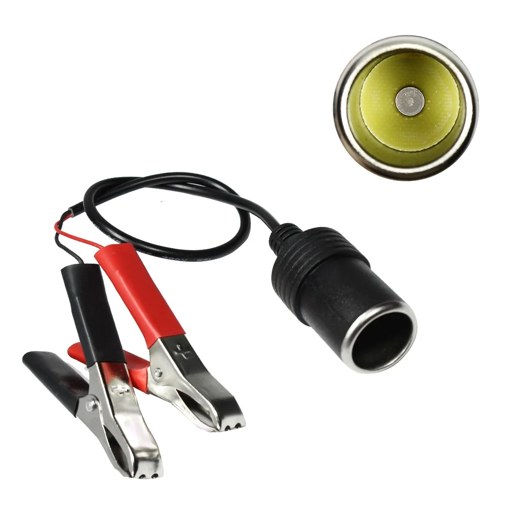 

YUNPICAR 12V Female Car Cigarette Lighter Socket to Battery Alligator Crocodile Clips Connector, Car Battery Clamp-on Extension
