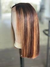 Peluca de cabello humano con encaje transparente para mujer, postizo de encaje frontal de 13x4, Bob ombré corte, pelo brasileño predespuntado