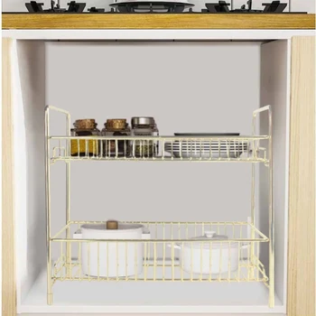 

Detachable Double-Layer Iron Art Storage Rack Iron Shelf Storage Rack Shelf Bathroom Storage Box Cosmetic Storage Box Basket