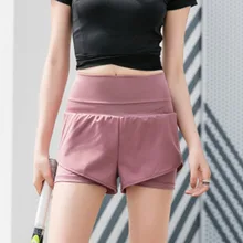 Женские спортивные шорты, одноцветные, быстросохнущие, высокая талия, для лета, йоги, фитнеса, WHShopping