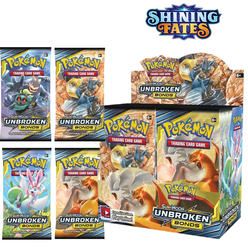 ¡En Stock! Cartas de Pokemon TCG: Caja de exhibición de sol y luna, (36 paquetes), potenciador sellado, juguetes de juego de cartas comerciales