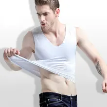 Красивая новая брендовая одежда, ультра-тонкая шелковая мужская майка, дышащая, Chaleco Hombre, без рукавов, Сексуальная футболка, трикотажное нижнее белье