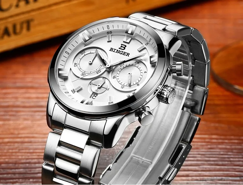 BINGER Luxury Chronograph Sport Watch