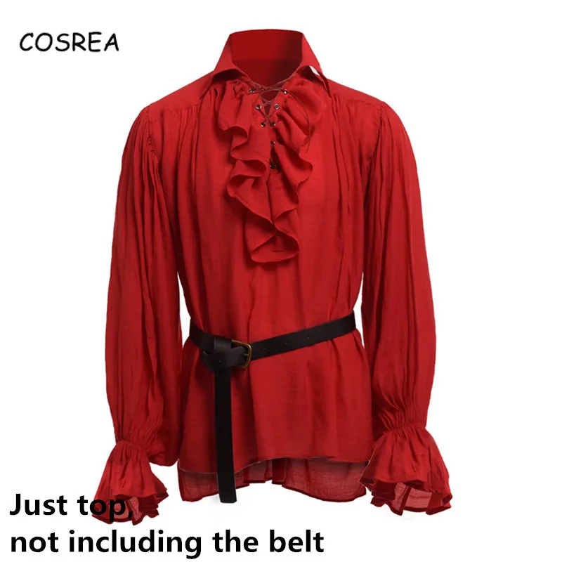 

Wholesale Medieval Renaissance Lacing Up Shirt Bandage Tops for Adut Men Vintage Costume Fluffy Long Sleeve for Male