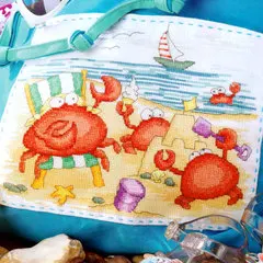 

MT Precision print cross stitch Set European magazine crazy113-2 crab cartoon holiday at the beach