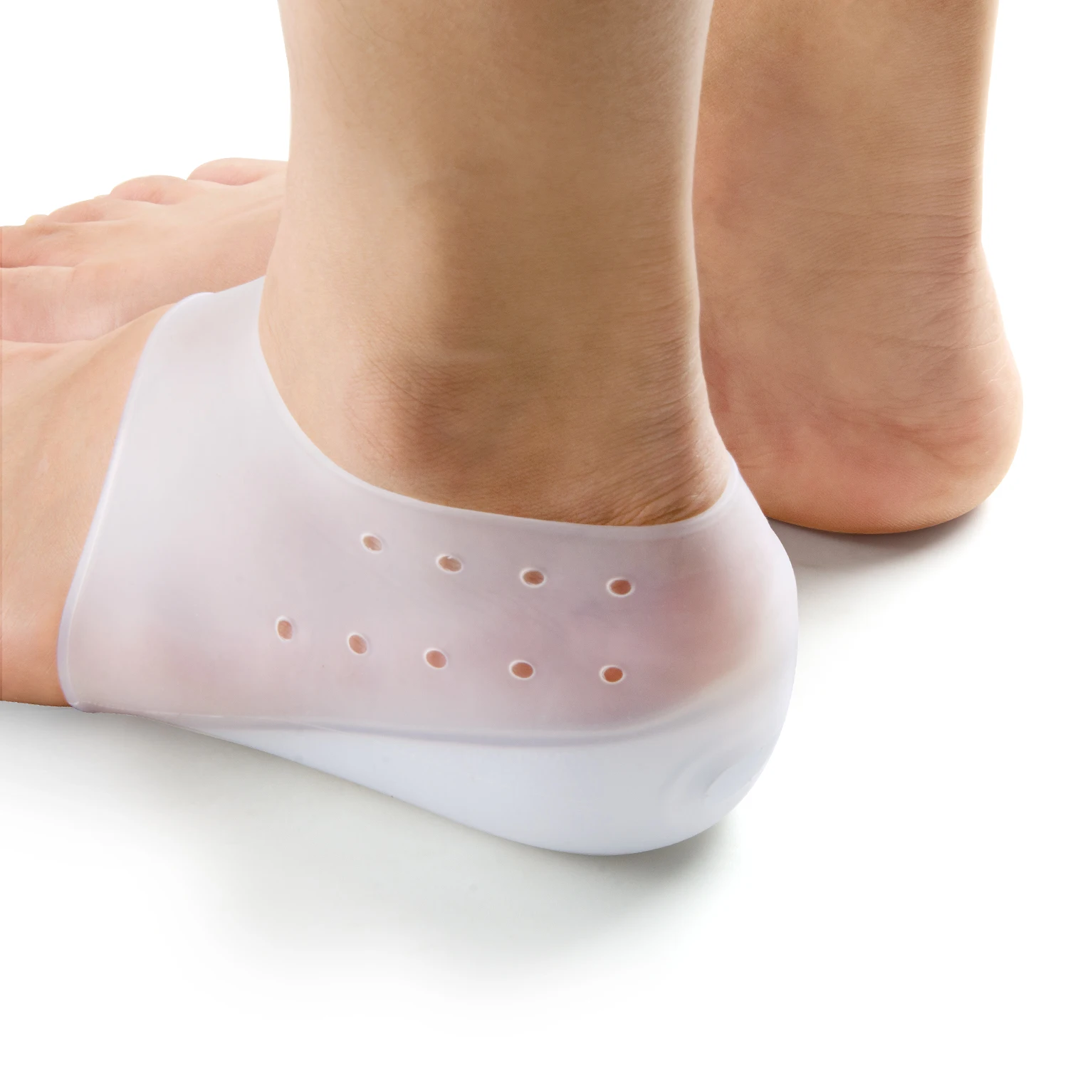 2pcs White 3cm Invisible Heightened Insoles For Men Women Breathable Silicone Heel Pad Insert Anti-crack Foot Protector C1674