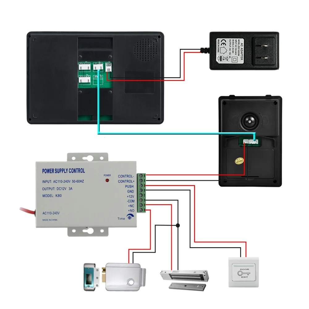 门禁电源锁开关接线图