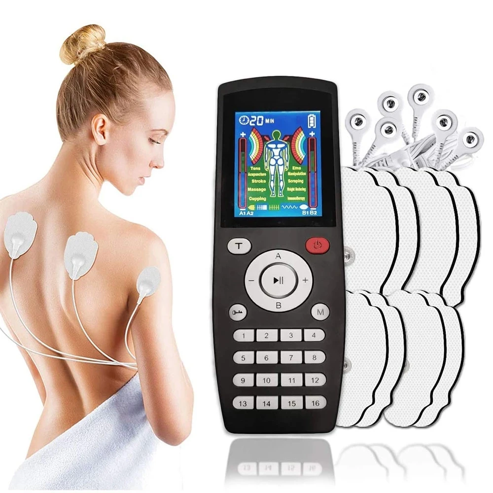 16 Modalità Ems Eletric Compex Stimolatore Muscolare Elettrodi Impulso Fisioterapia Decine Macchina 4 Canali Massageador Cuscinetti Per Il Corpo Terap