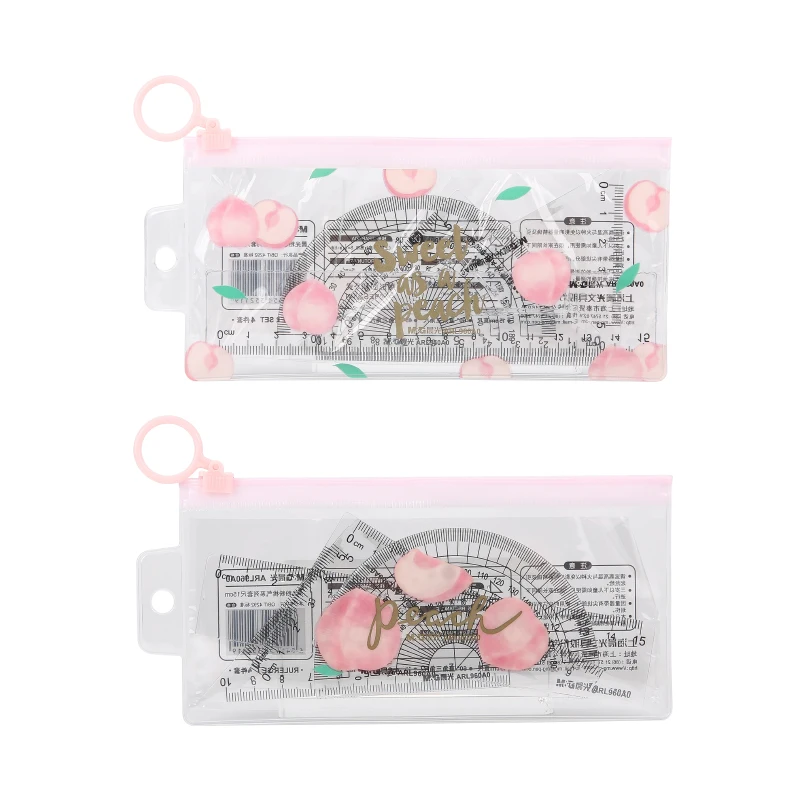 

"SWEET PEACH LIMITED" Ruler Set M&G Kawaii School maths geometry set triangular protractor Cute rulers math student