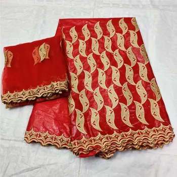 

2020 New arrival Stone african Bazin riche fabric with embroidery lace / bazin riche dress material Nigerian 4L042725