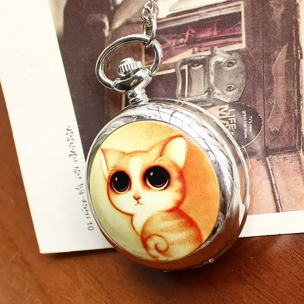 

2020 Retro Style Women Pocket Watch Cute Cat Ceramic Pocket Watch Chinese Style Nostalgic Necklace Pocket Watch Relogio Feminino