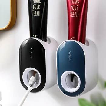 

Fully Automatic Toothpaste Dispenser Suction Wall Hanging Toothpaste Storage Shelf Hole Punched Toothpaste Squeezer Lazy Useful