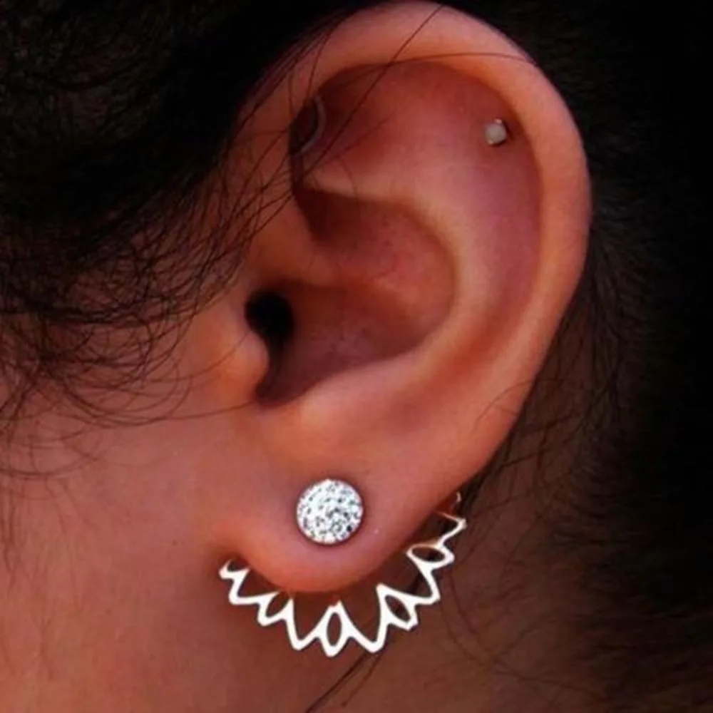 1 пара хрустальных цветов женские ювелирные изделия-гвоздики Двухсторонние серьги из горного хрусталя лотоса