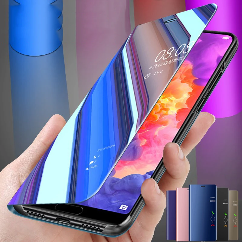 Полное покрытие для samsung Galaxy A50 A30 A40 A7 2018 J2 J5 J7 Prime 2016 2017 зеркальный чехол с окошком