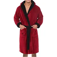 Hot Sale Men's Winter 2021 Warm Robes Sleepwear Thick Lengthened Plush Shawl Bathrobe Kimono Home Clothes Long Sleeved Nightgown 1