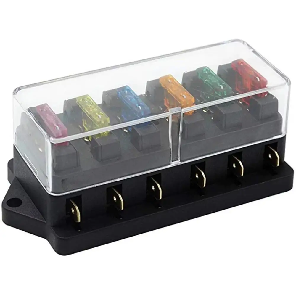 1pcs 6 Way Fuse Box DC 12V 24V 40A Circuit Car Trailer Auto Blade Fuse Box Block Holder ATC ATO Holder with 6 Fuses