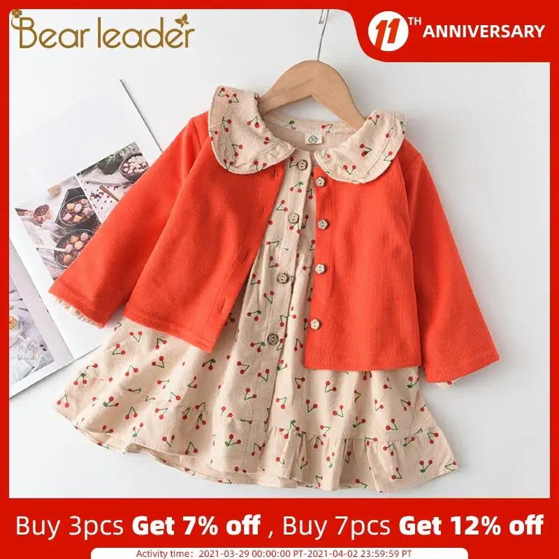 Bear Leader Girls Princess Party Dress 2022 Fashion New Children Lovely Costumes Kids Cherry Print Vestidos Sweet Casual Outfits ► Photo 1/6