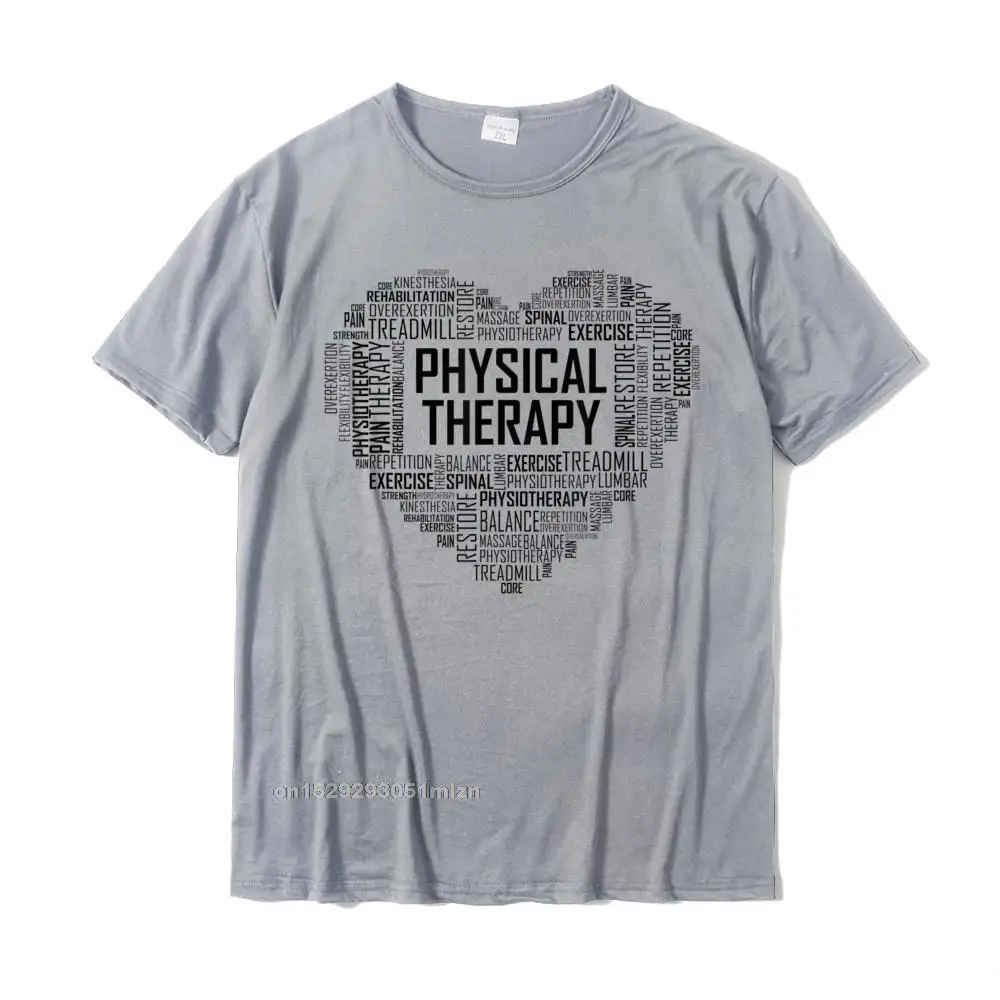 Customized Tops & Tees Newest O-Neck Normal Short Sleeve 100% Cotton Fabric Men T Shirts Custom Tops Shirt Free Shipping PT Physical Therapy T Shirt Gift Heart Therapist Month__3297 grey