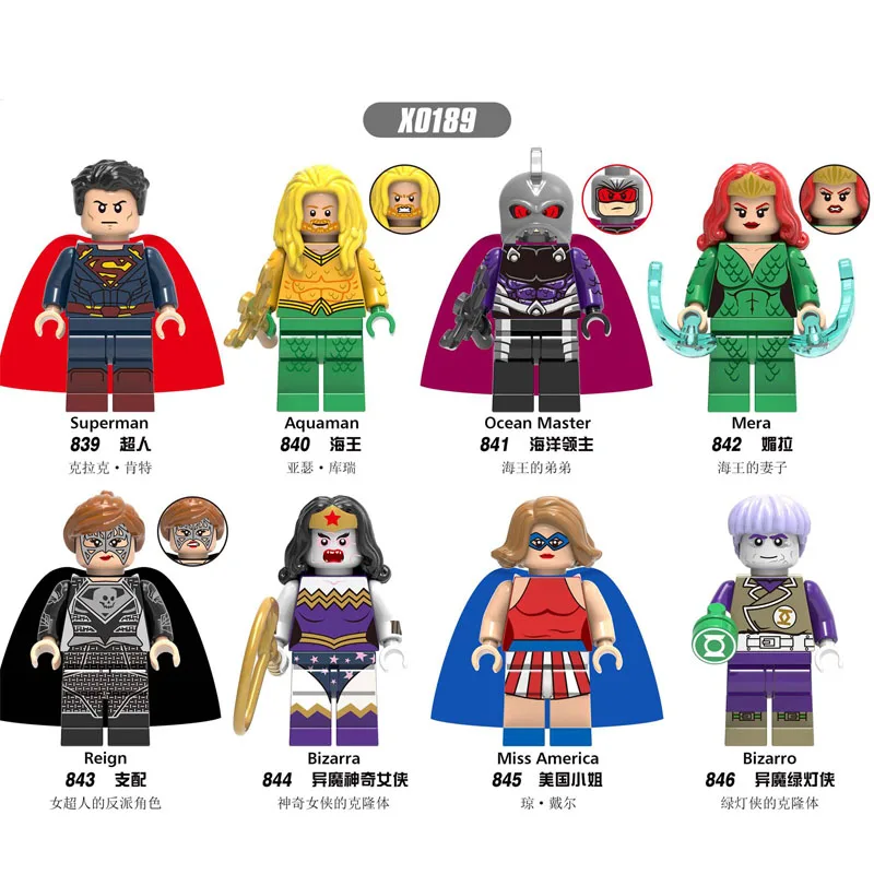 

Single Sales Superhero Superman Ocean Master Mela Regg Aquiman Doll Model Building Block Toys Children Gift X0189