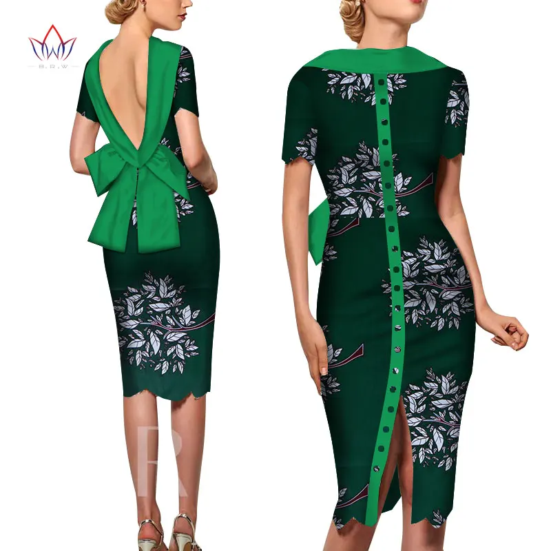 Мода африканские платья для женщин Vestido печать фабричные Изделия элегантная одежда в африканском стиле открытая спина африканская одежда brw WY5676 - Цвет: 4