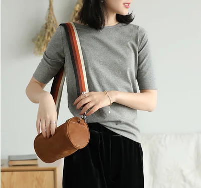 Figure 3 Осенняя футболка с длинным рукавом Для женщин мода Slim-тип пуловеры новые женские топы с высоким, плотно облегающим шею воротником с короткими рукавами Mori милые девочки повседневная футболка Топы - Цвет: Figure 3