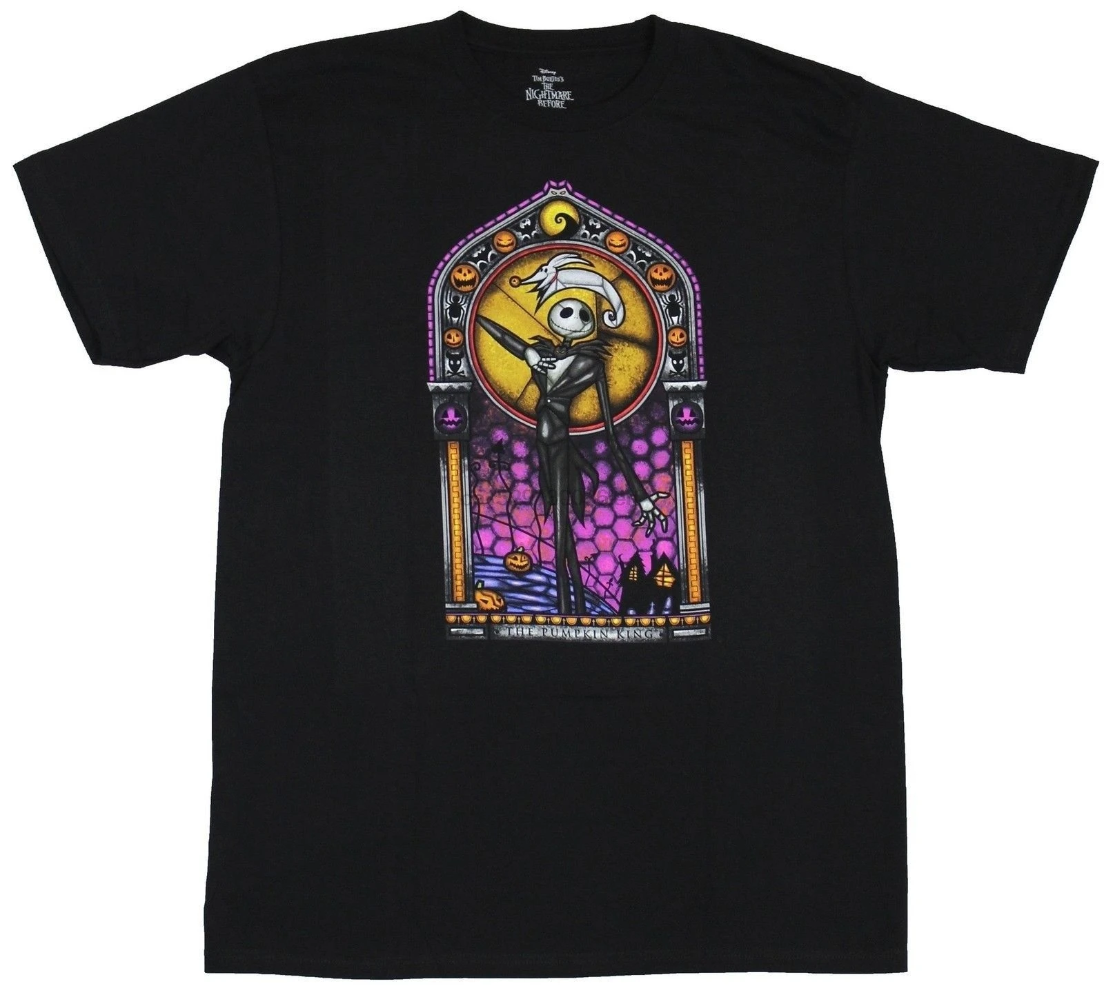 

Nightmare Before Christmas Mens T Shirt Jack Skellington Stained Glass Image T Shits Printing Short Sleeve Casual O Neck