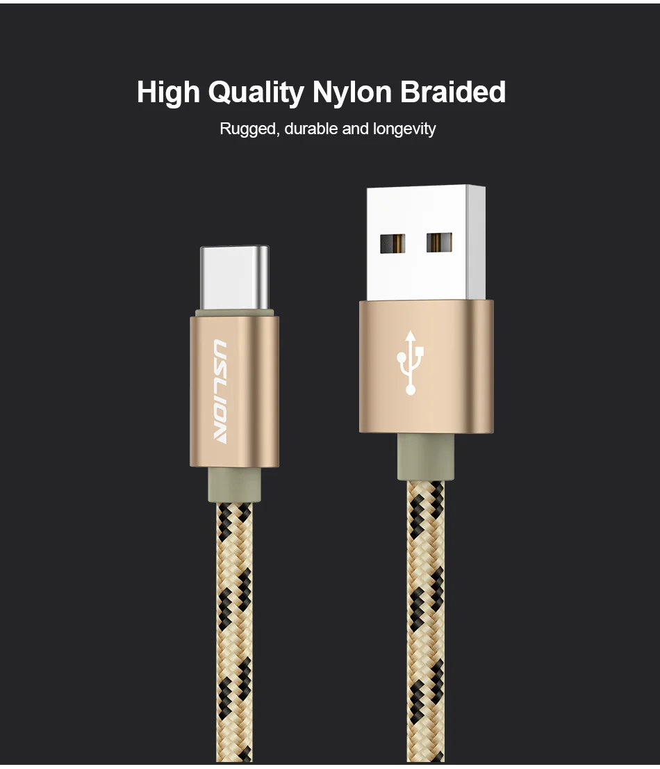Usb-кабель USLION type C для быстрой зарядки устройств samsung Galaxy S10 S9 S8 Plus Xiaomi Mi 5s redmi k20 pro