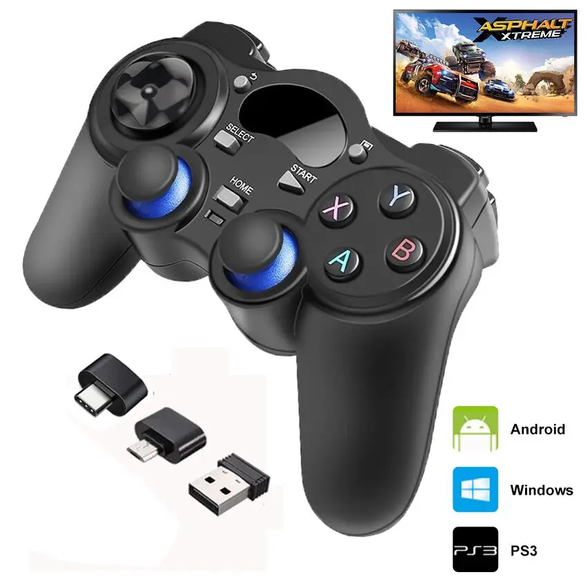 Yeni 2 4g Kablosuz Oyun Kolu Kablosuz Denetleyici Oyun Klavyeler Konsol Kolu Bluetooth Usb Otg Donusturucu Adaptor Pc Icin Tv Kutusu Gamepads Aliexpress