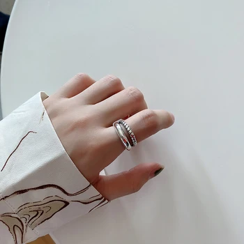 

925 Silver Smooth Rope Rings Jewelry Minimalism Charm Anel Bohemia Jewelry Vintage Boho Bague Femme Anelli Ring for Women