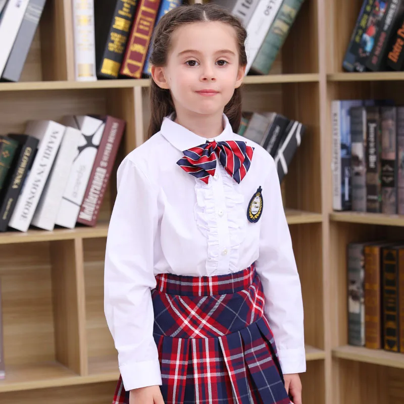

Children's Clothing Children's Long-sleeved Shirts Flower Lace Spring And Autumn Clothes In The Big Girl Cotton White Shirt