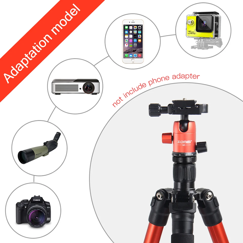 ZOMEI Aluminum Portable Camera Tripod Lightweight