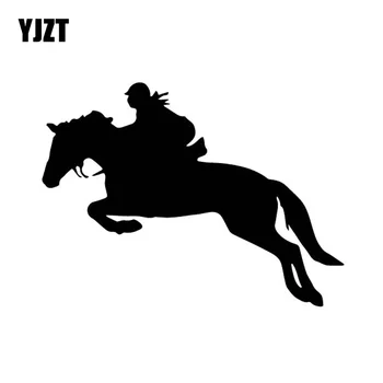 

YJZT 15CM*11.1CM Horse Riding Jump Silhouette Ancient Vehicle Vinyl Decal Car Sticker Dazzling Black/Silver C27-1036